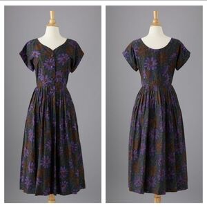 J. Peterman The Marguerite Dress Navy Daisy Size 6 Retro Classy